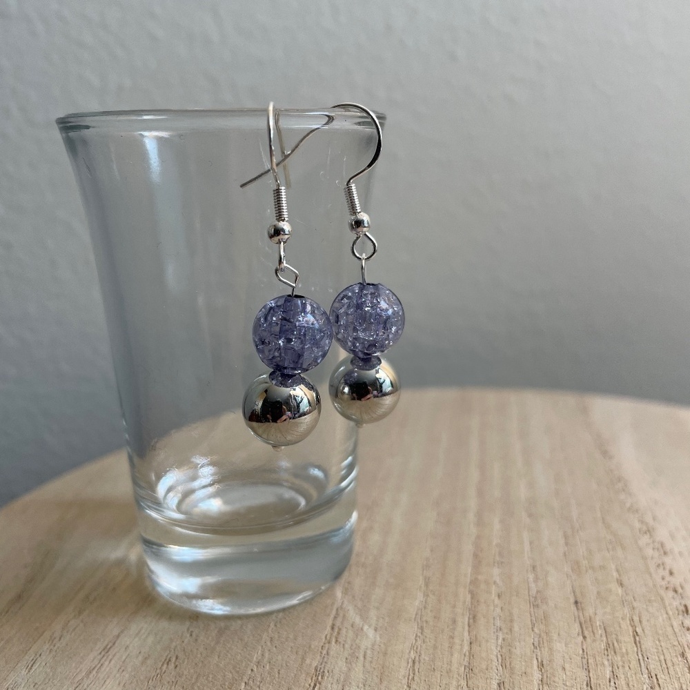 Reflective Indigo Beaded Earrings